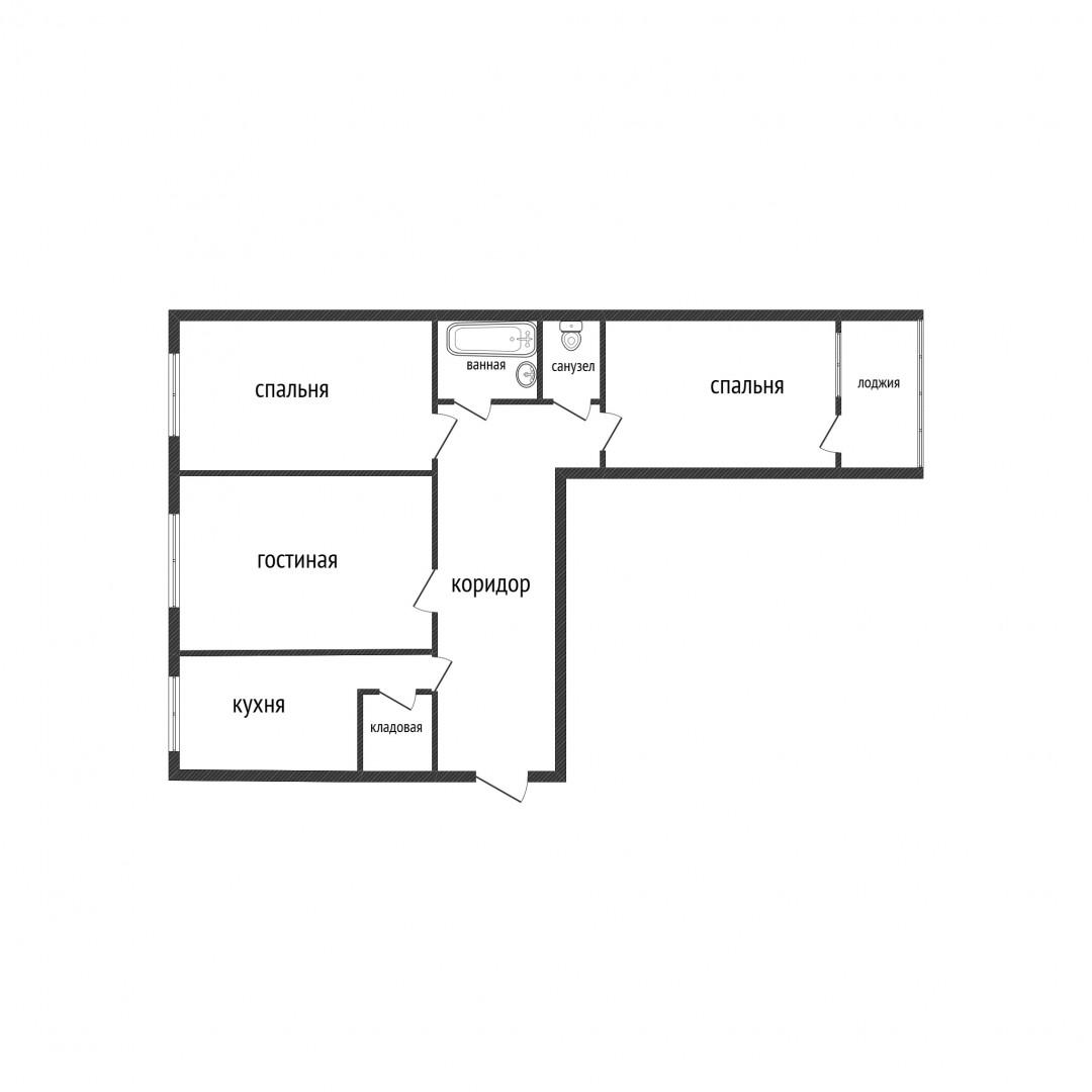 3-комнатная 67 м2 в ЖК undefined корпус null этаж 9