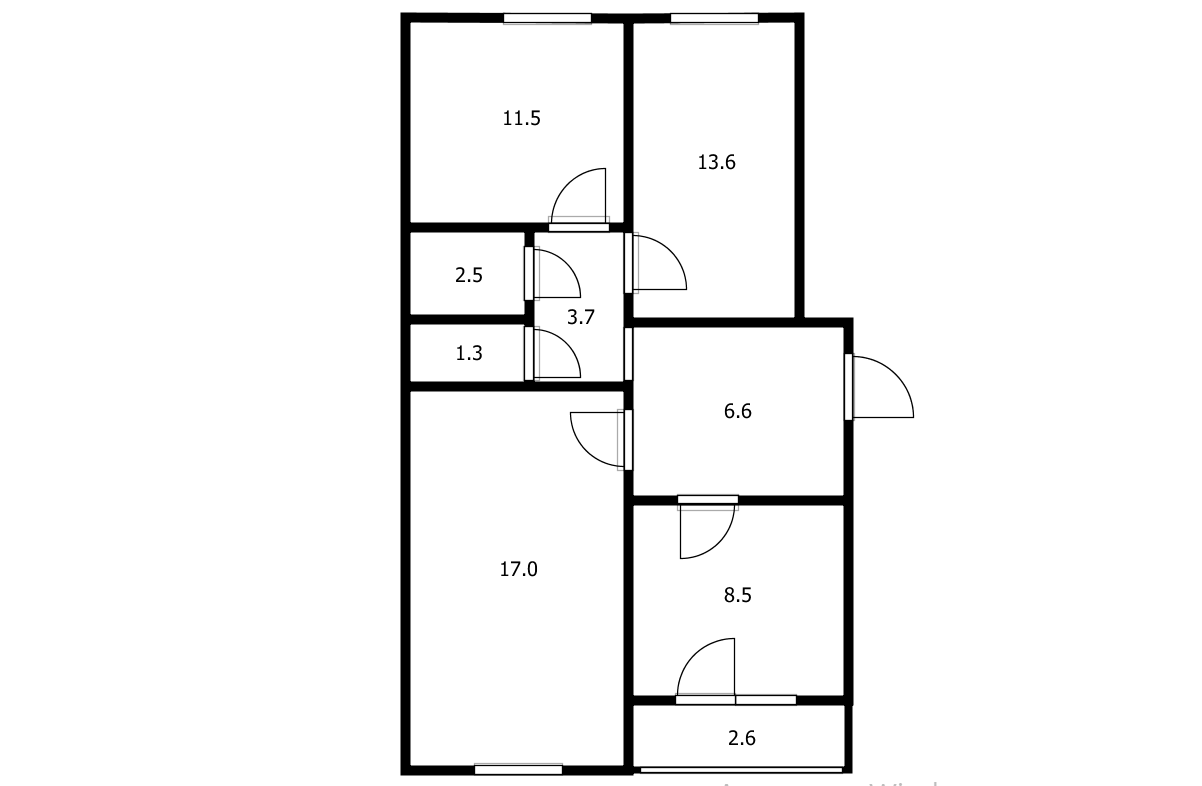 3-комнатная 66.4 м2 в ЖК undefined корпус null этаж 5
