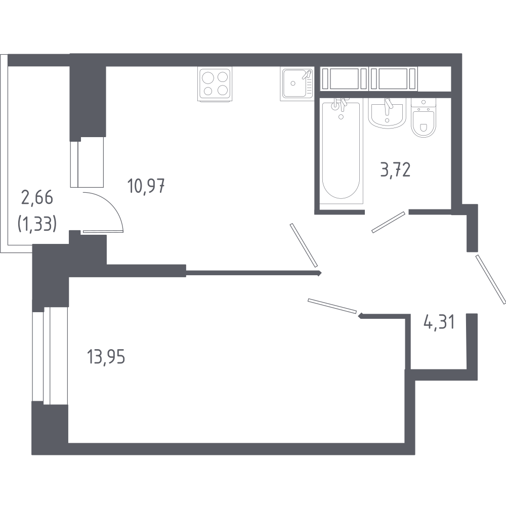 1-комнатная 34 м2 в ЖК Новое Колпино корпус null этаж 8