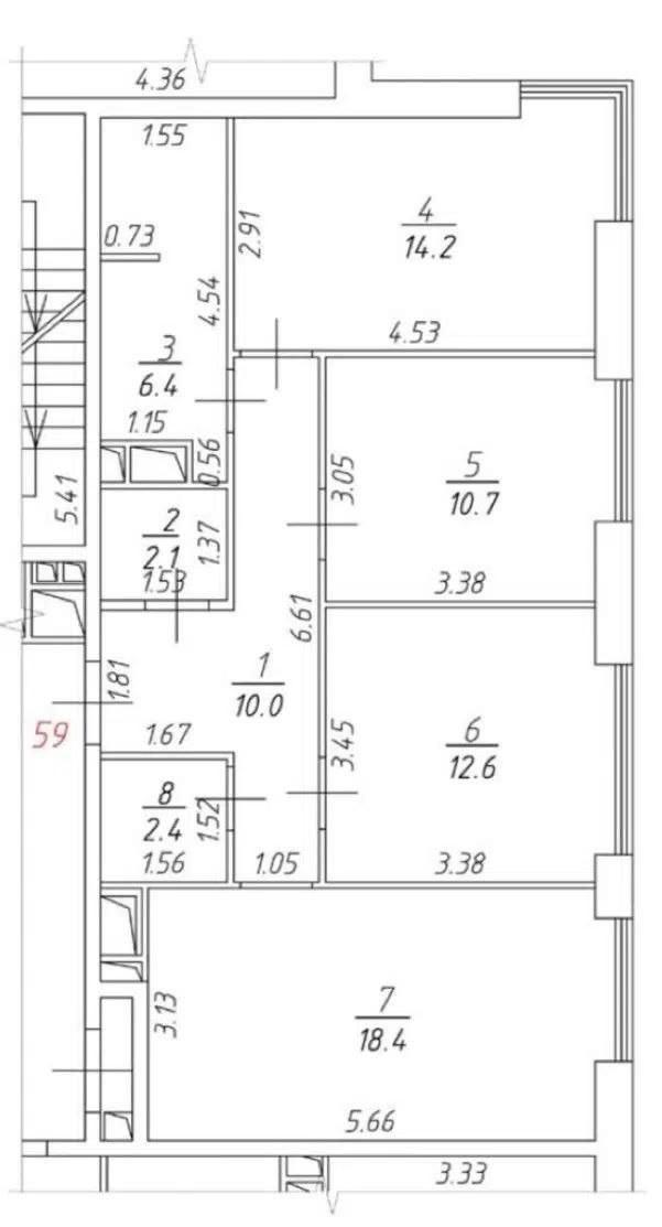 4-комнатная 76.7 м2 в ЖК undefined корпус null этаж 5