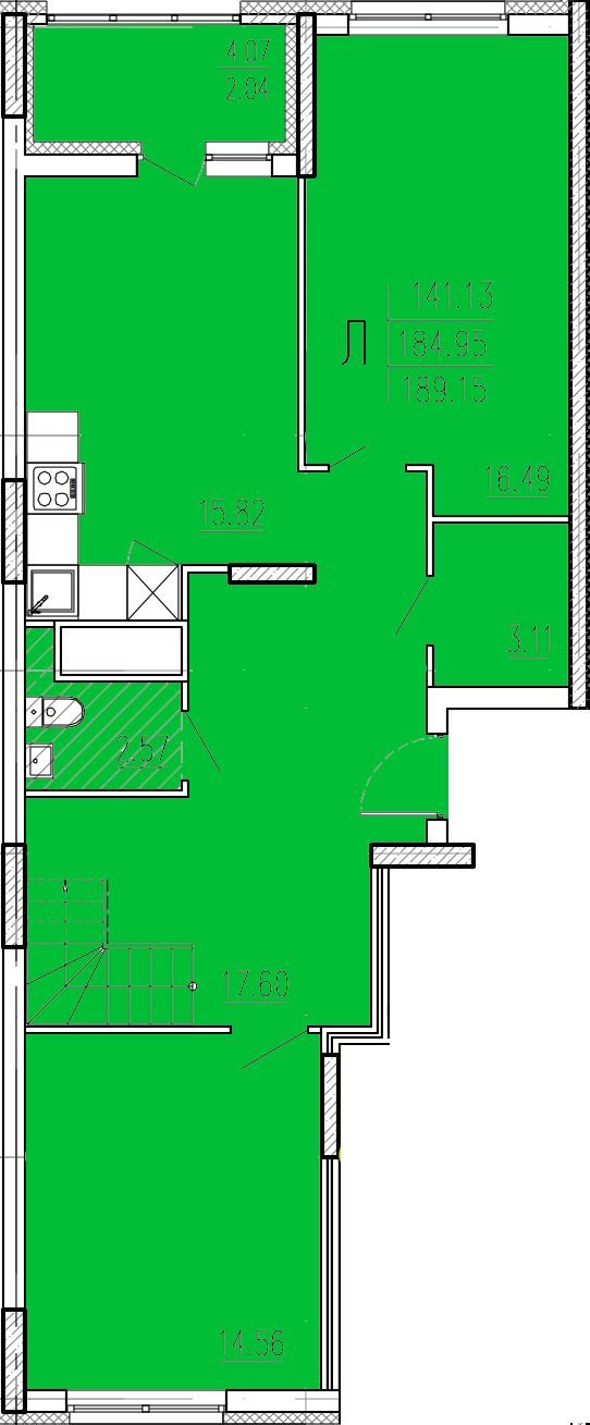 5-комнатная 189 м2 в ЖК Акварель корпус null этаж 17