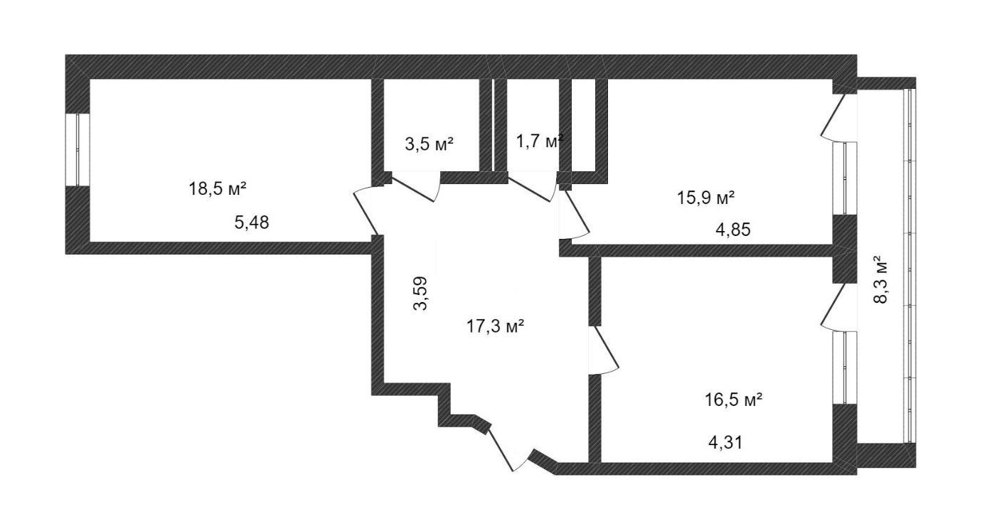 2-комнатная 73.4 м2 в ЖК undefined корпус null этаж 3