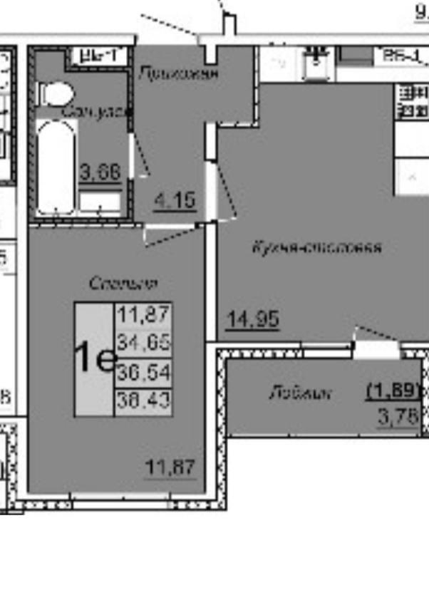 1-комнатная 36.5 м2 в ЖК undefined корпус null этаж 4