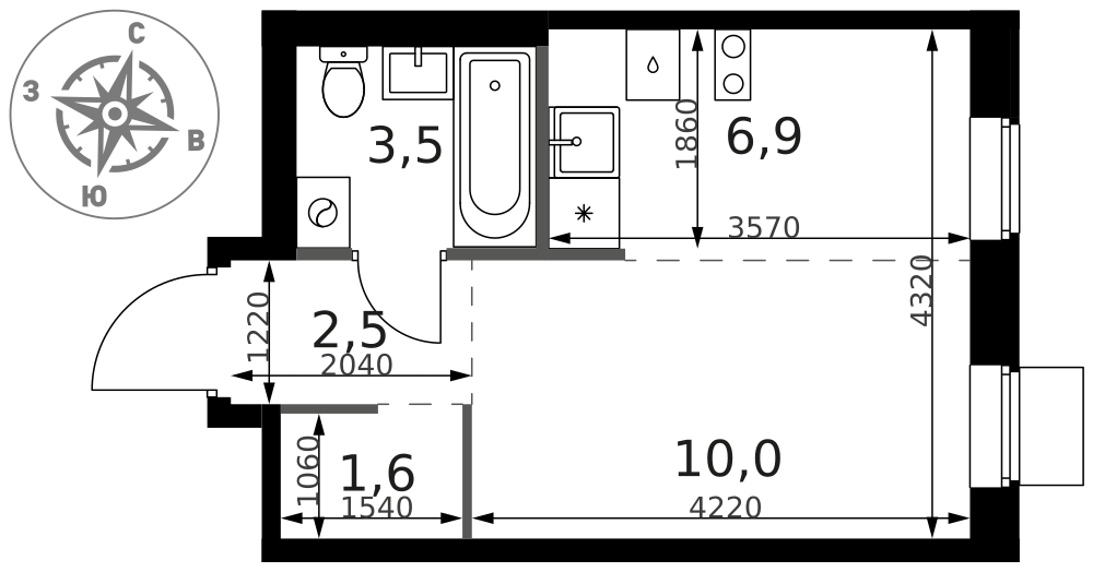 Студия 24 м2 в ЖК 1-й Ясеневский корпус null этаж 15