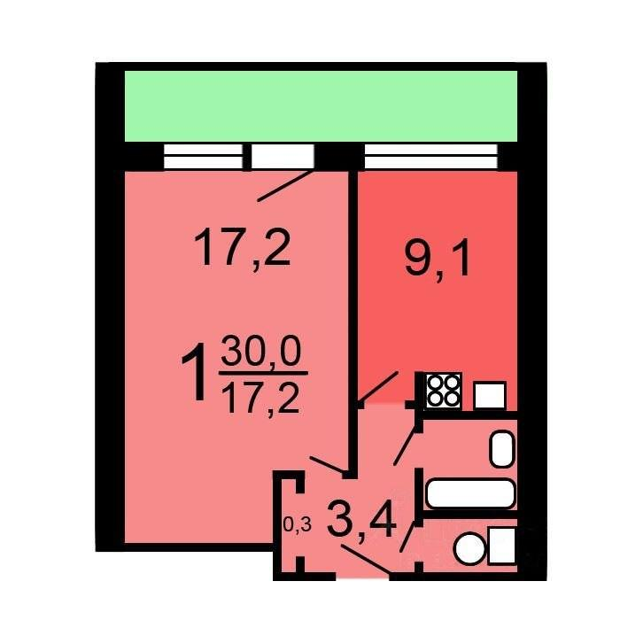 1-комнатная 33 м2 в ЖК undefined корпус null этаж 5