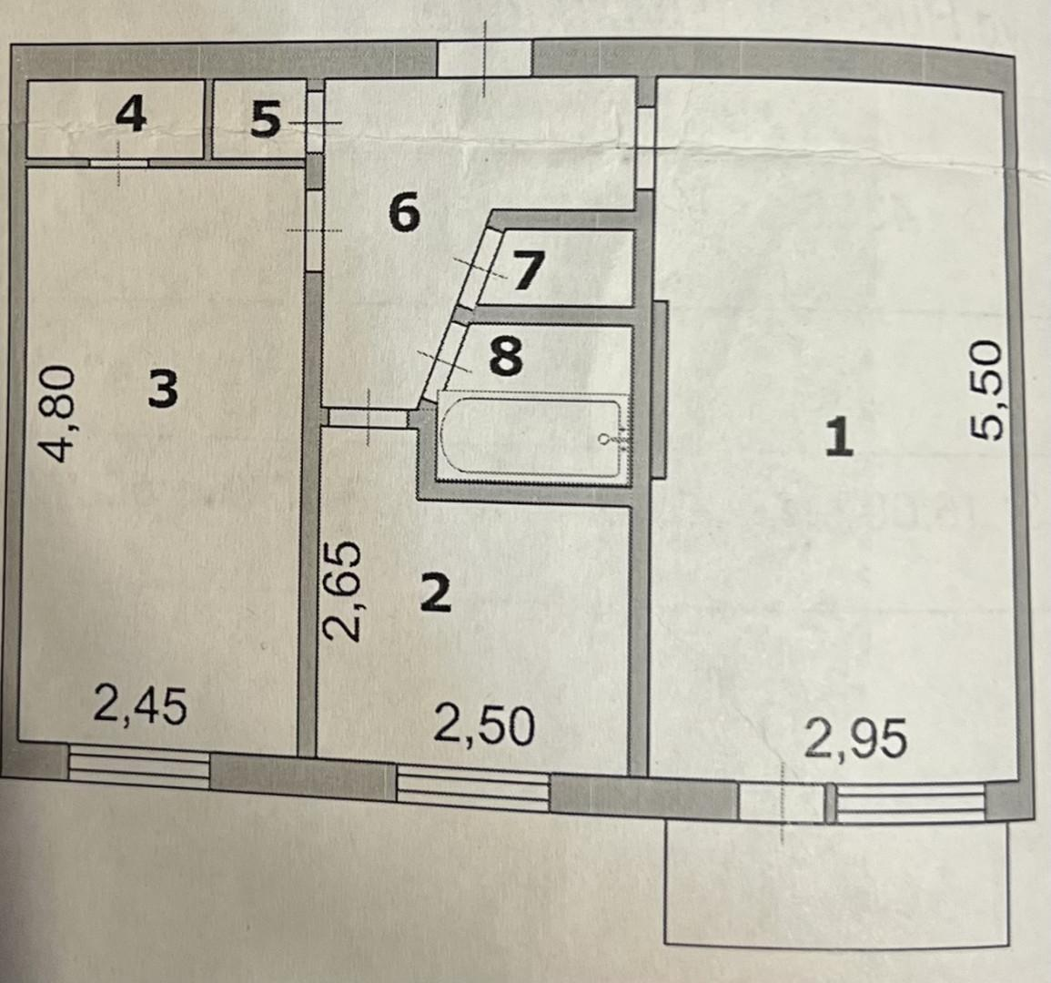 2-комнатная 43.9 м2 в ЖК undefined корпус null этаж 2
