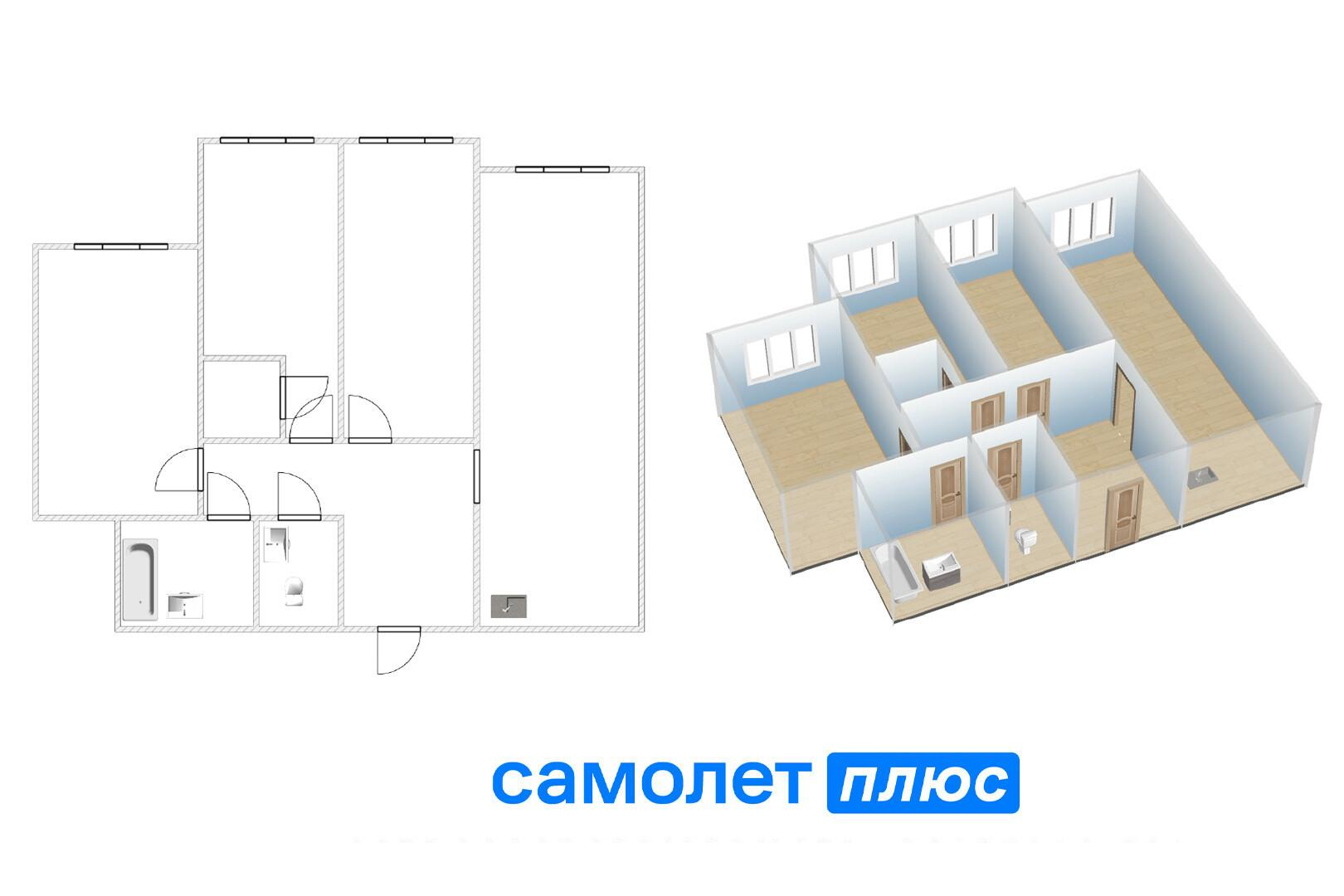 4-комнатная 84.1 м2 в ЖК undefined корпус null этаж 1