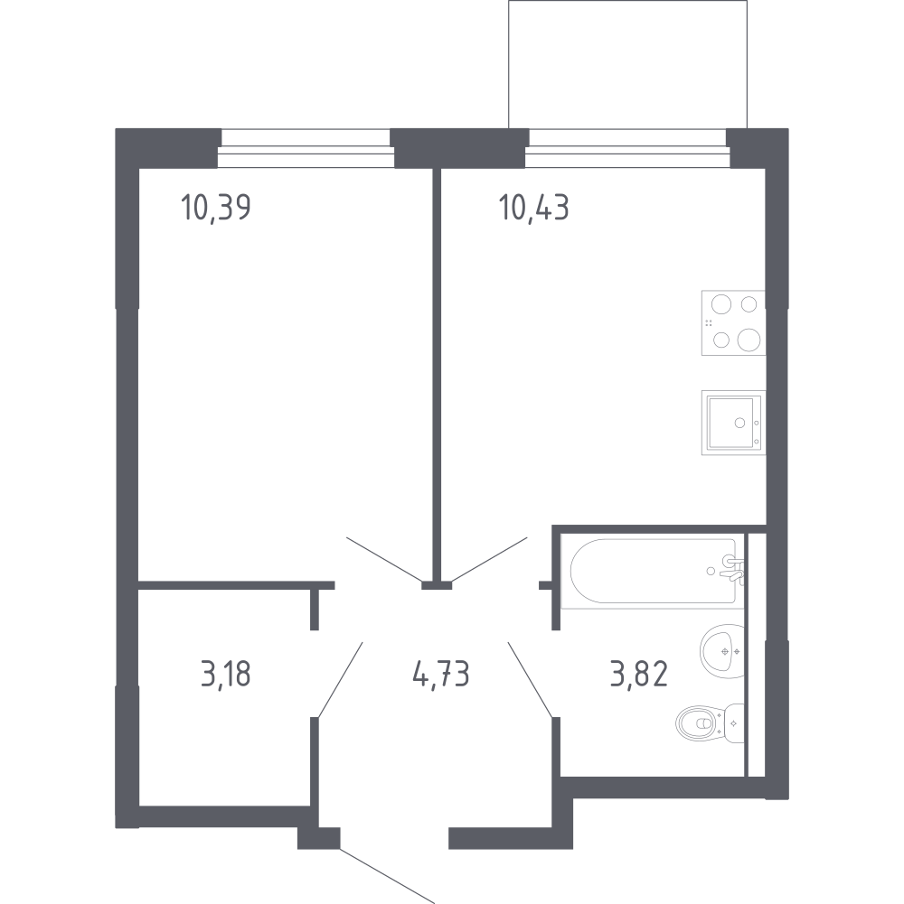 1-комнатная 32 м2 в ЖК Чаркова 72 корпус null этаж 17