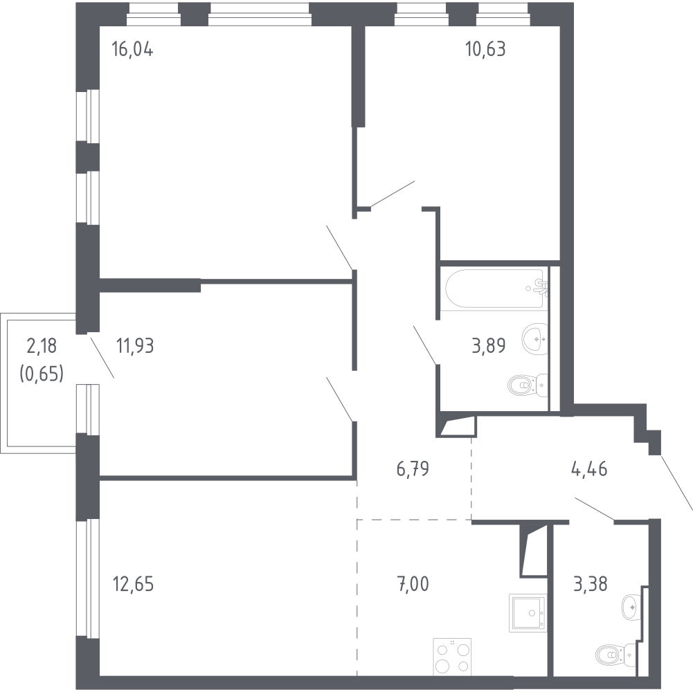 Студия 76 м2 в ЖК Чаркова 72 корпус null этаж 12