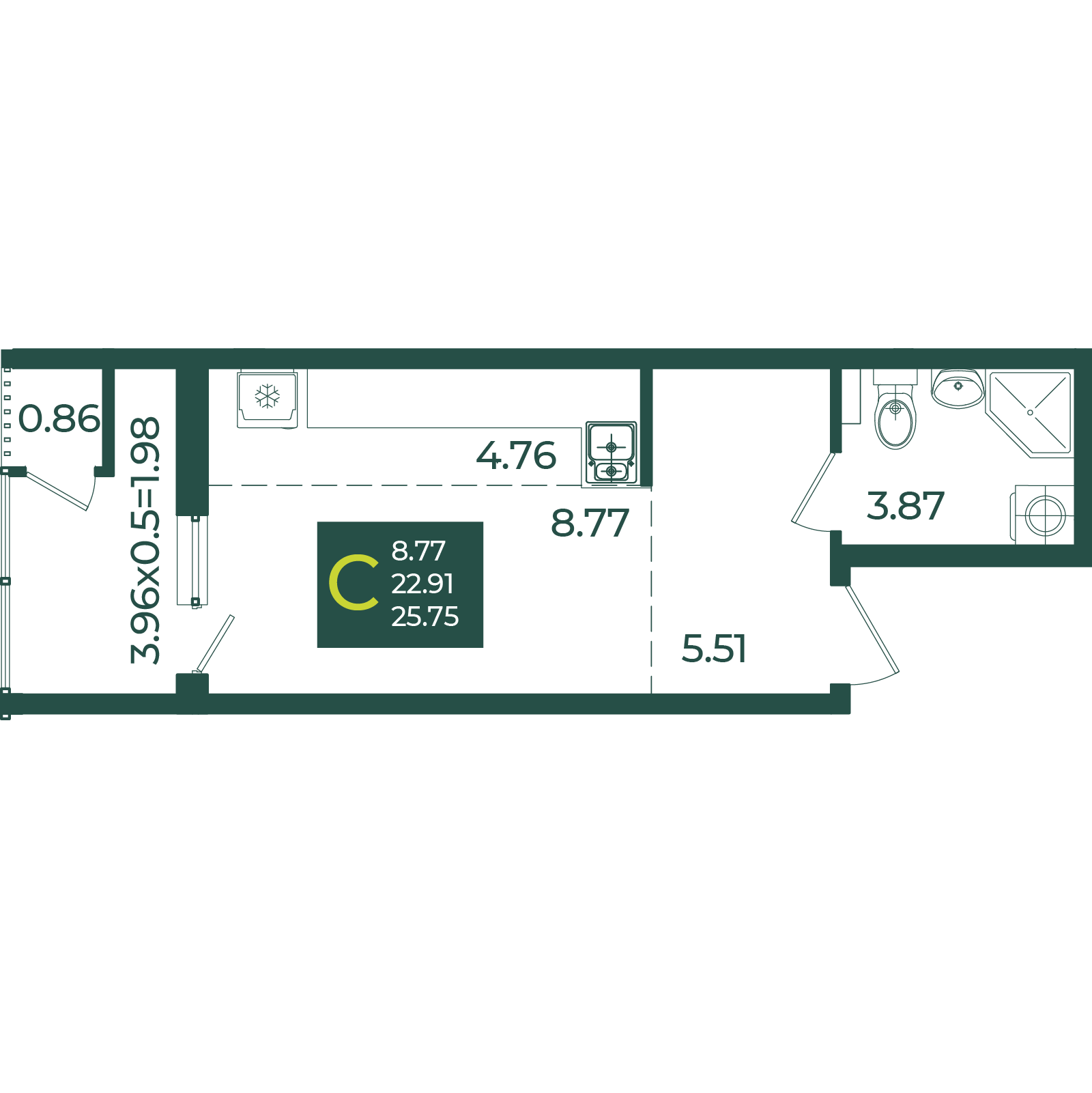 Студия 25 м2 в ЖК Образцово корпус null этаж 3
