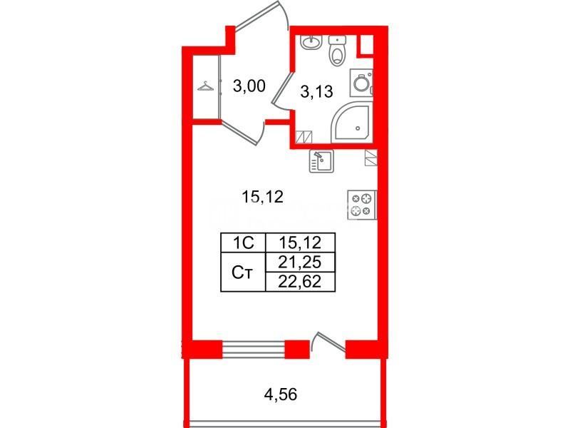 Студия 21 м2 в ЖК Парадный ансамбль корпус null этаж 4