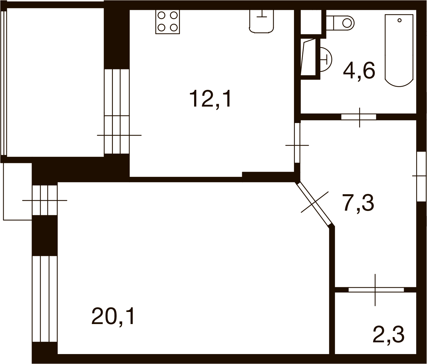 1-комнатная 46 м2 в ЖК Ново-Никольское корпус null этаж 5