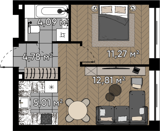 Студия 37 м2 в ЖК Квартал Серебряный бор корпус null этаж 15