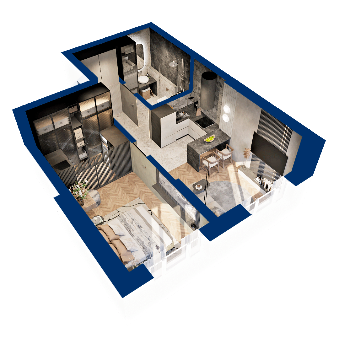 1-комнатная 37 м2 в ЖК Вершина корпус null этаж 9