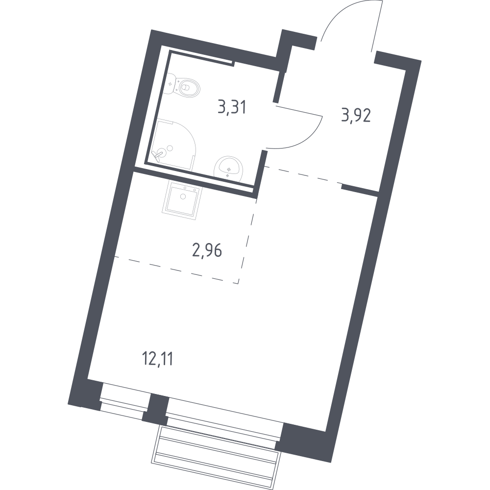 Студия 21 м2 в ЖК Рублёвский Квартал корпус null этаж 7