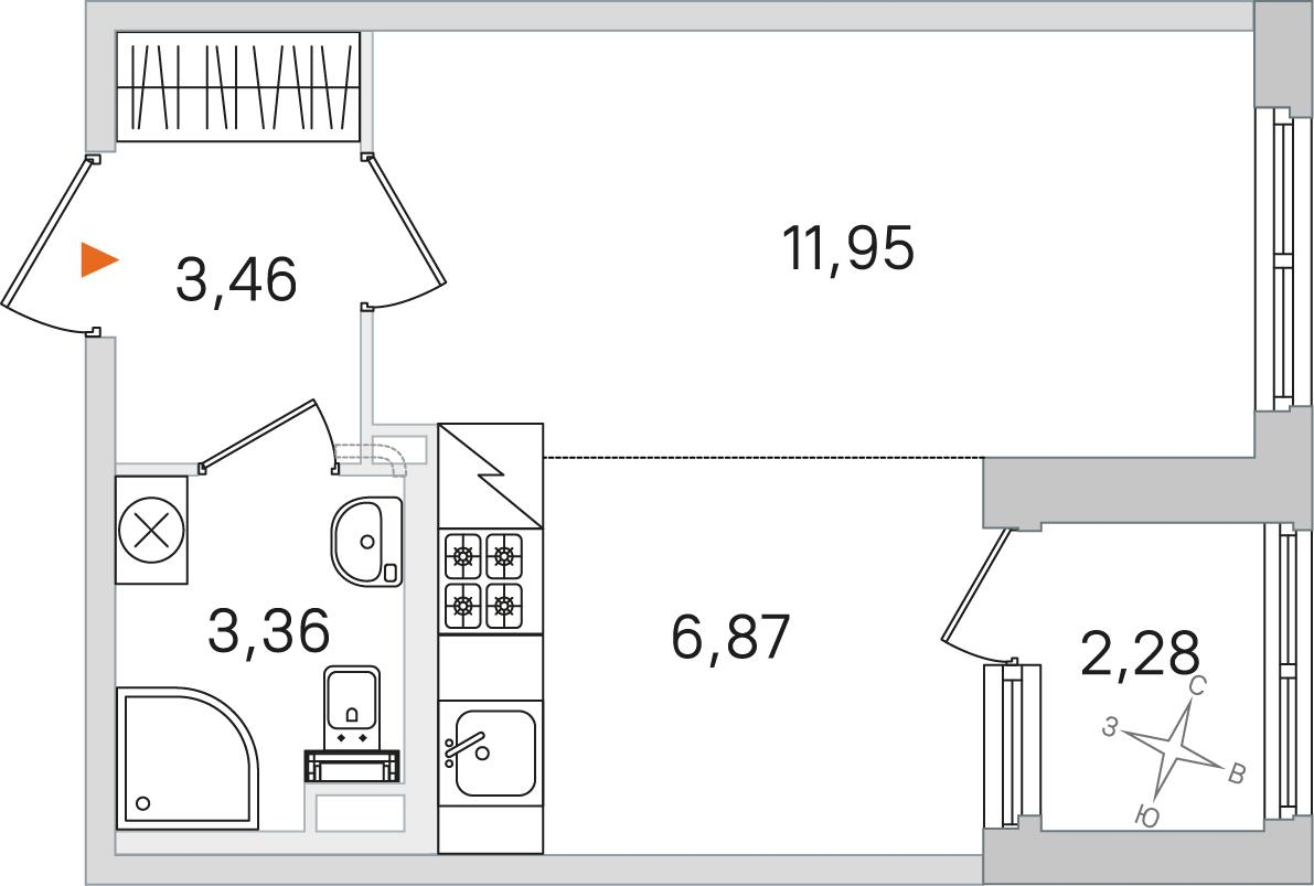 Студия 26 м2 в ЖК Дубровский корпус null этаж 1