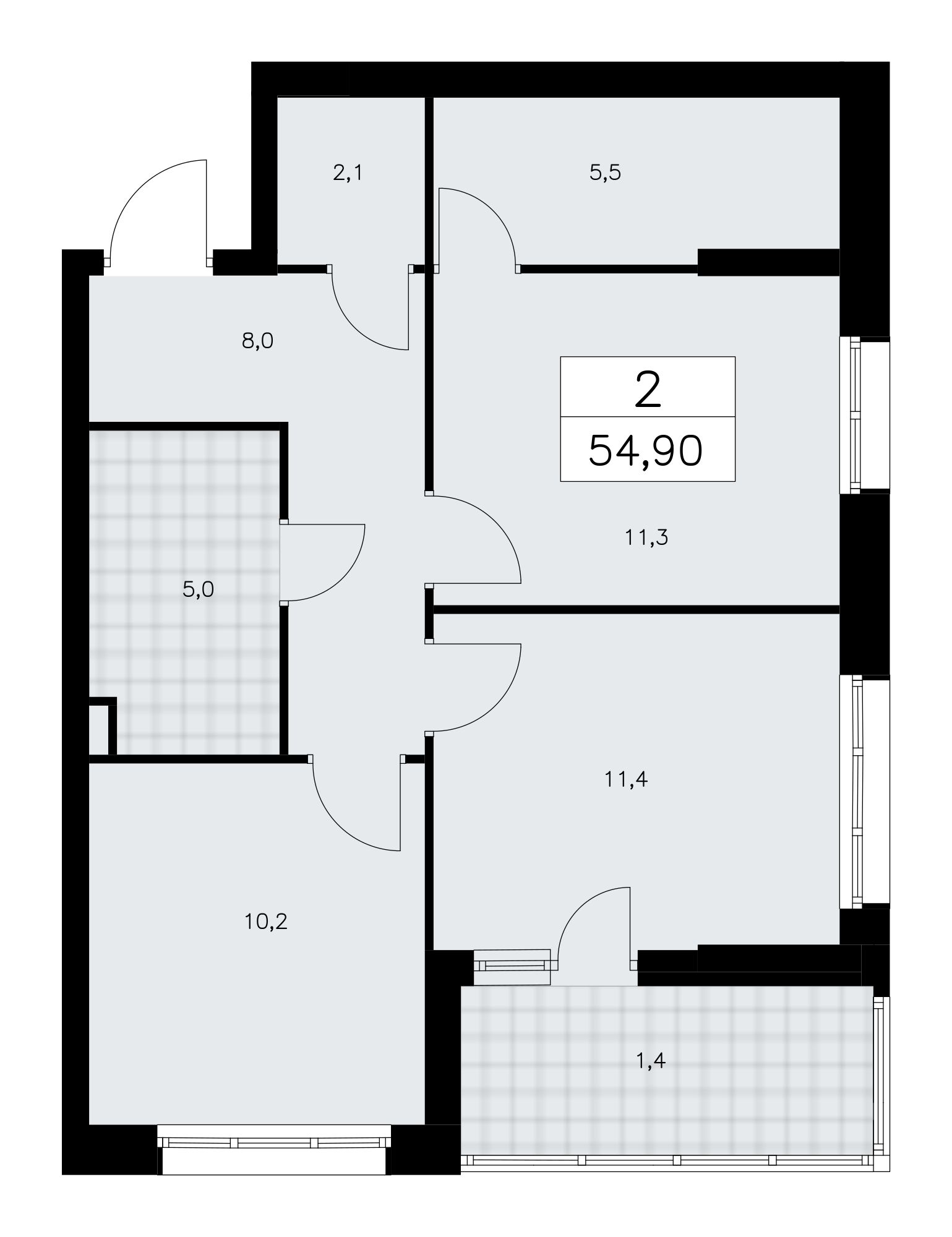 2-комнатная 56 м2 в ЖК А101 Лаголово корпус null этаж 1