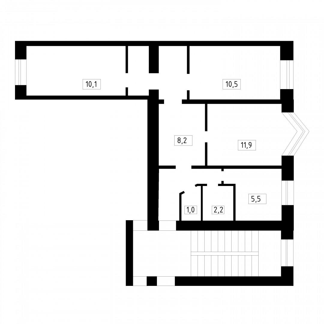 3-комнатная 54.4 м2 в ЖК undefined корпус null этаж 3