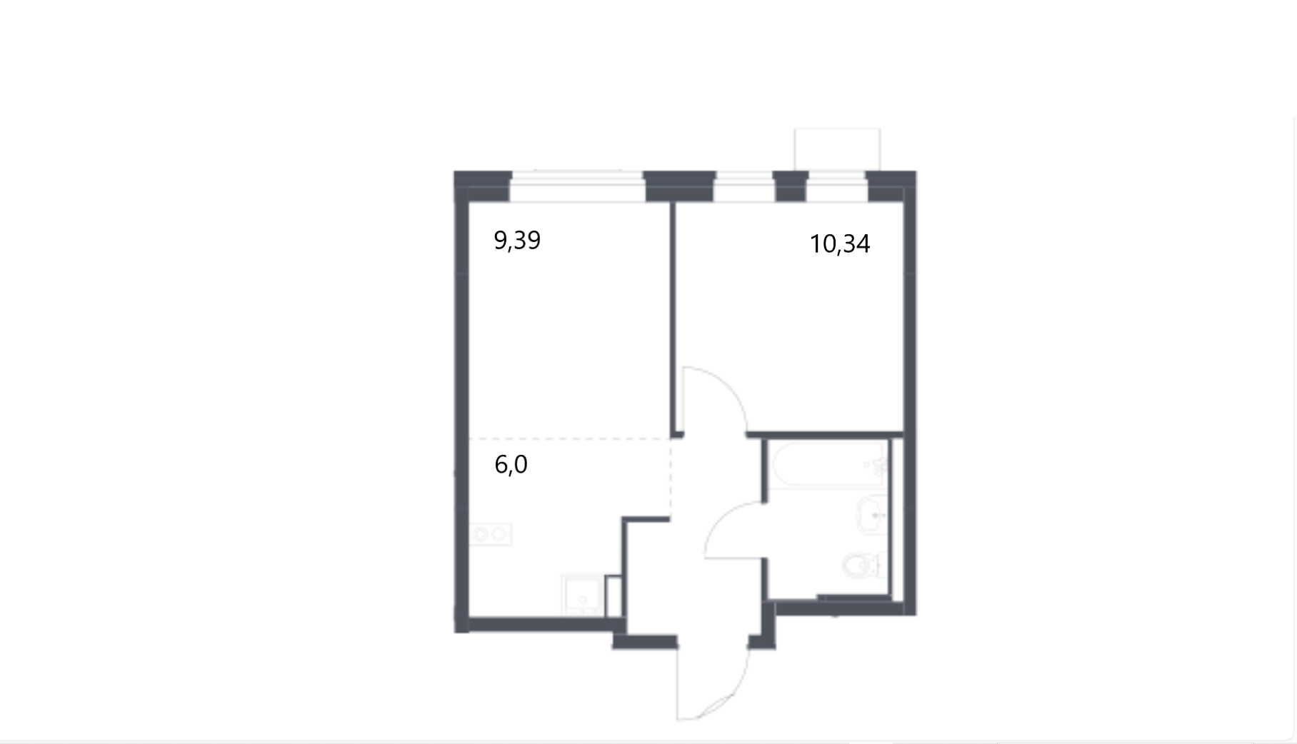 2-комнатная 34.1 м2 в ЖК undefined корпус null этаж 8