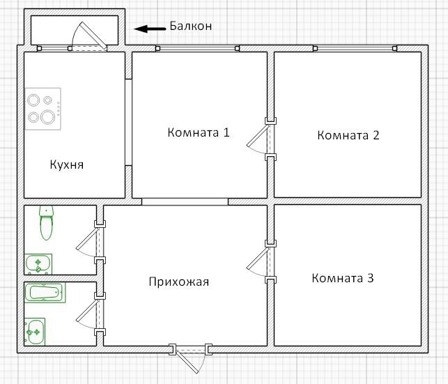 3-комнатная 49 м2 в ЖК undefined корпус null этаж 8
