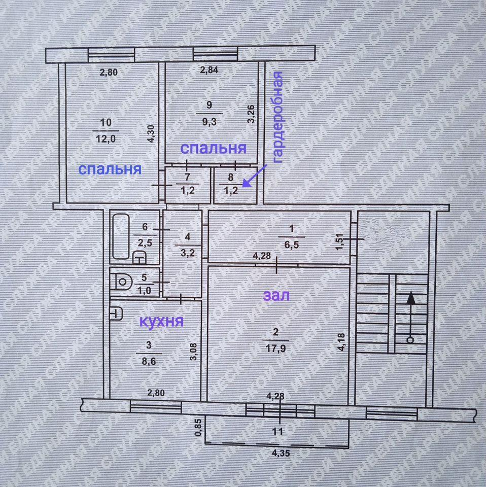 3-комнатная 63.2 м2 в ЖК undefined корпус null этаж 4