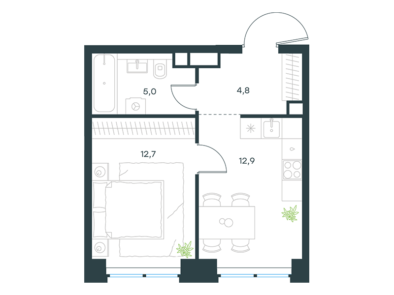 1-комнатная 35 м2 в ЖК Level Звенигородская корпус null этаж 3