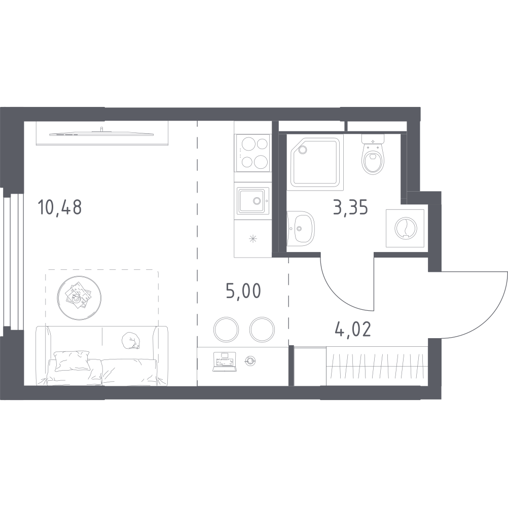 Студия 22 м2 в ЖК Космический Квартал корпус null этаж 11