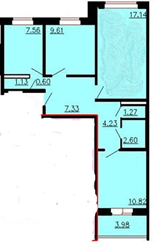 3-комнатная 62.4 м2 в ЖК undefined корпус null этаж 4