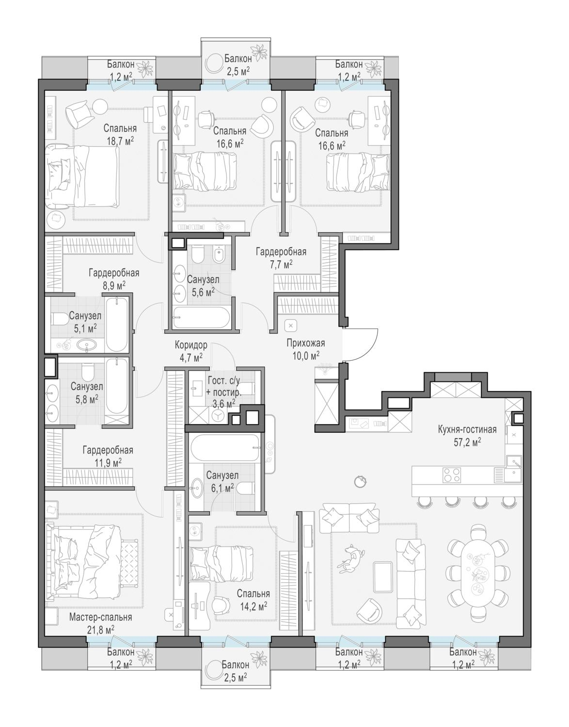 1-комнатная 215 м2 в ЖК Элитный квартал «Тишинский бульвар» корпус null этаж 2