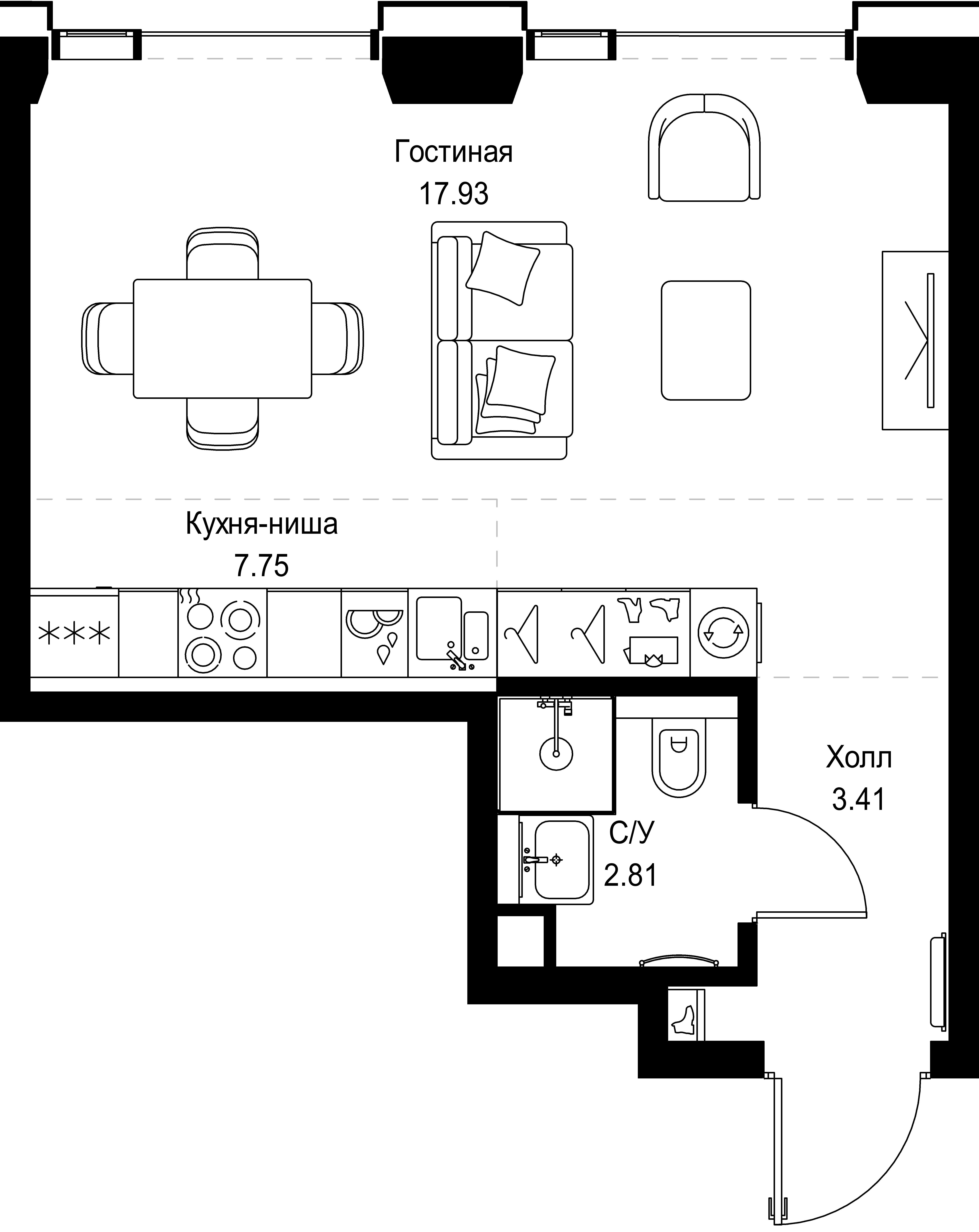 Студия 31 м2 в ЖК SET корпус null этаж 23