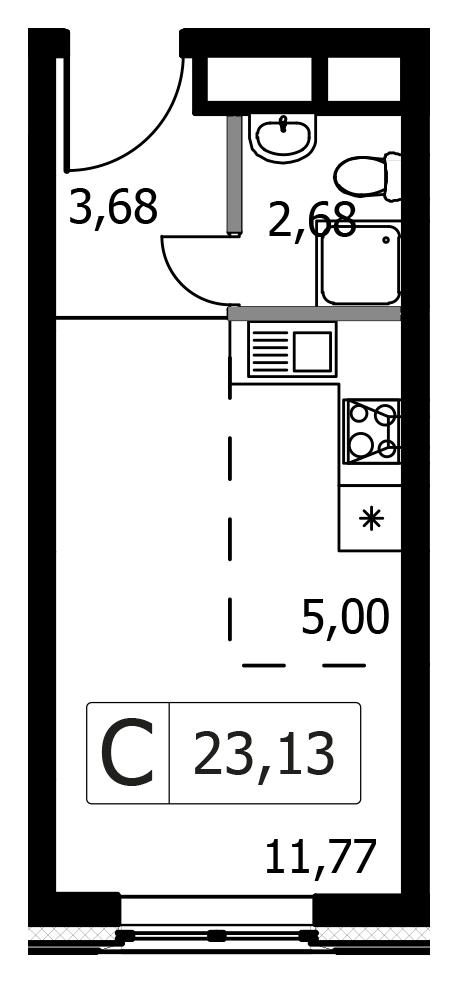 Студия 23 м2 в ЖК Городские Истории корпус null этаж 12