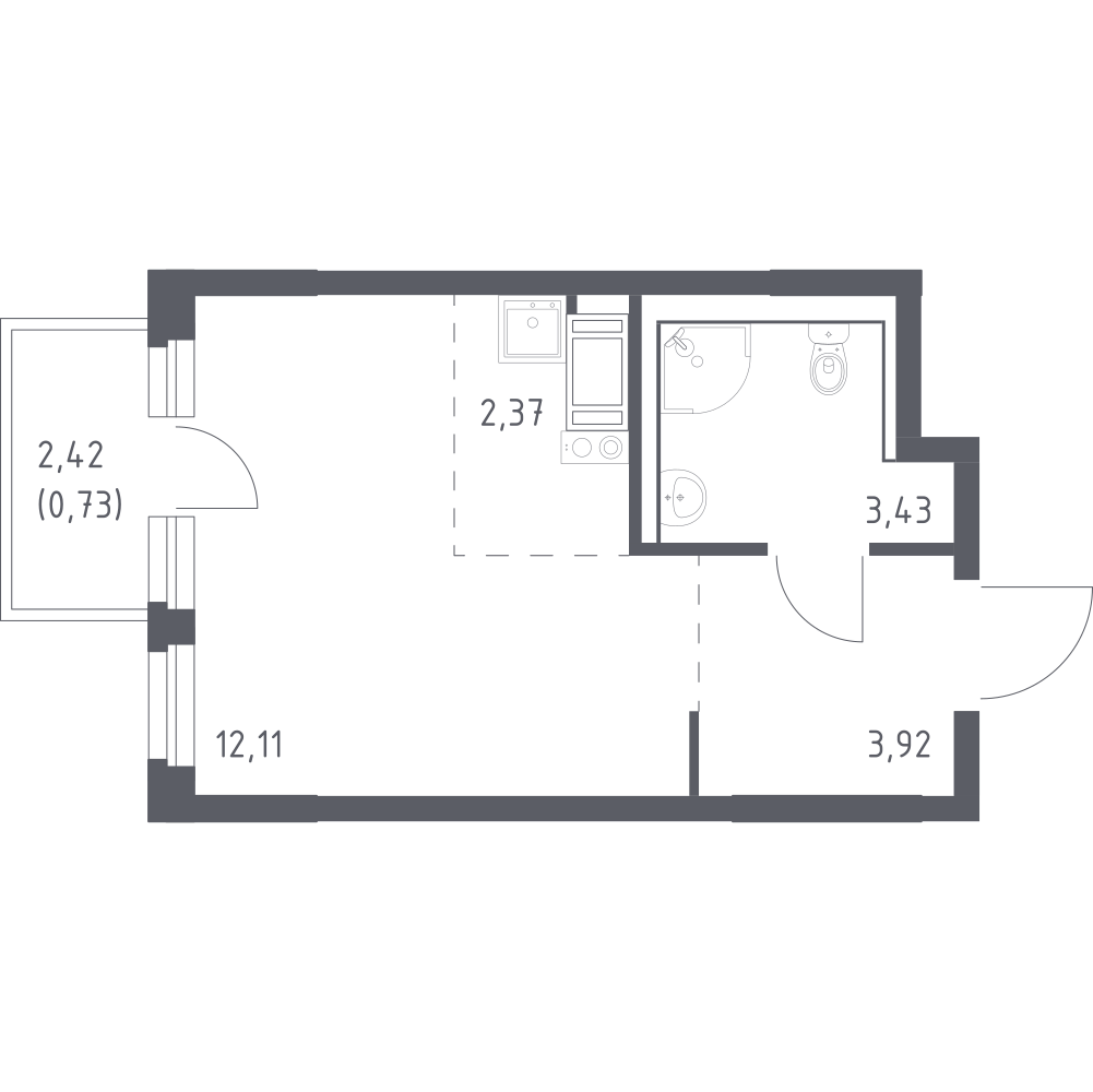 Студия 22 м2 в ЖК Новое Колпино корпус null этаж 3
