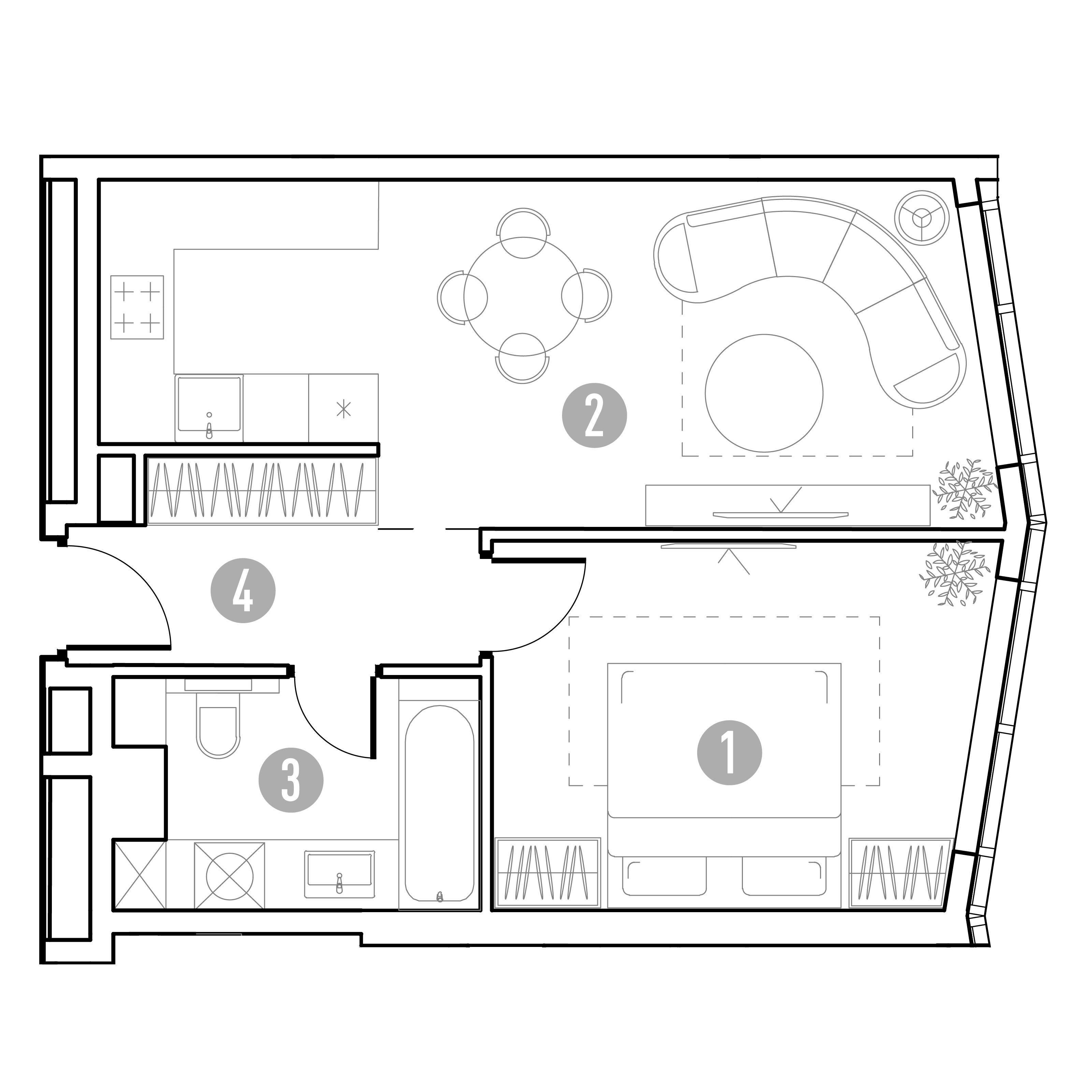 1-комнатная 45 м2 в ЖК UNO.Горбунова корпус null этаж 6