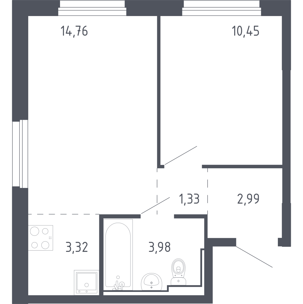 Студия 36 м2 в ЖК Чаркова 72 корпус null этаж 3
