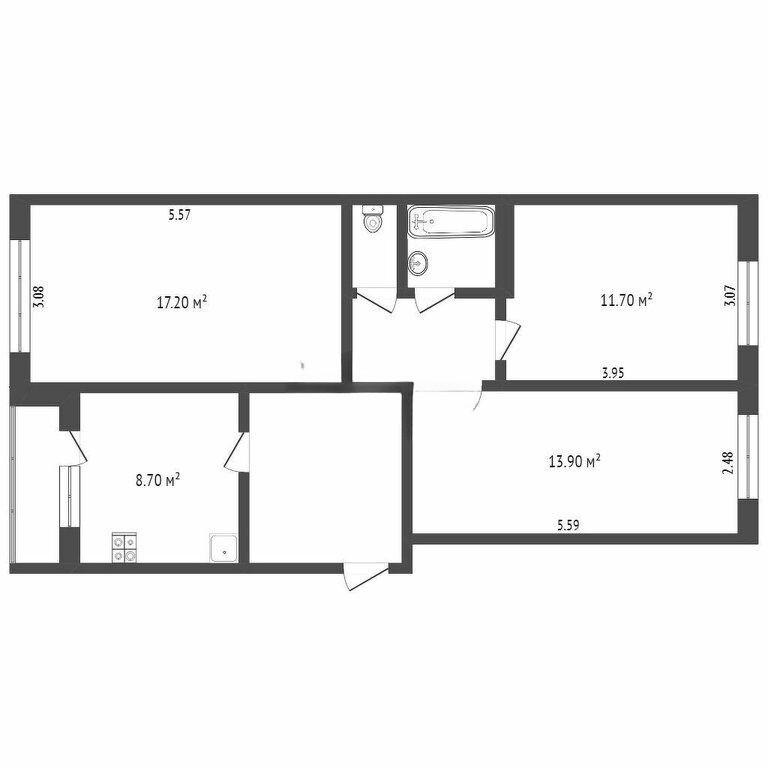 3-комнатная 70.4 м2 в ЖК undefined корпус null этаж 1