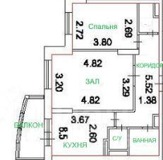 2-комнатная 49.3 м2 в ЖК undefined корпус null этаж 5
