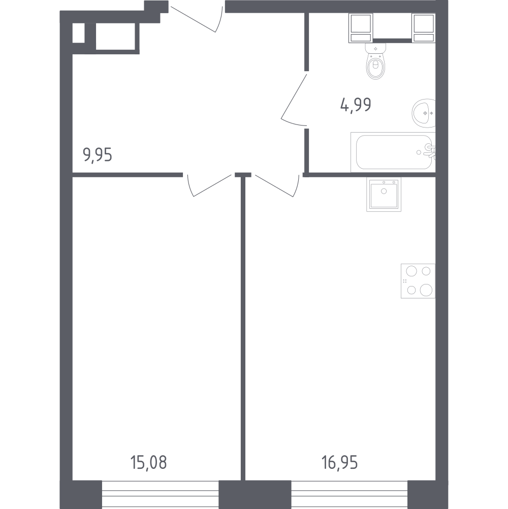 1-комнатная 46 м2 в ЖК Пятницкое 58 корпус null этаж 5