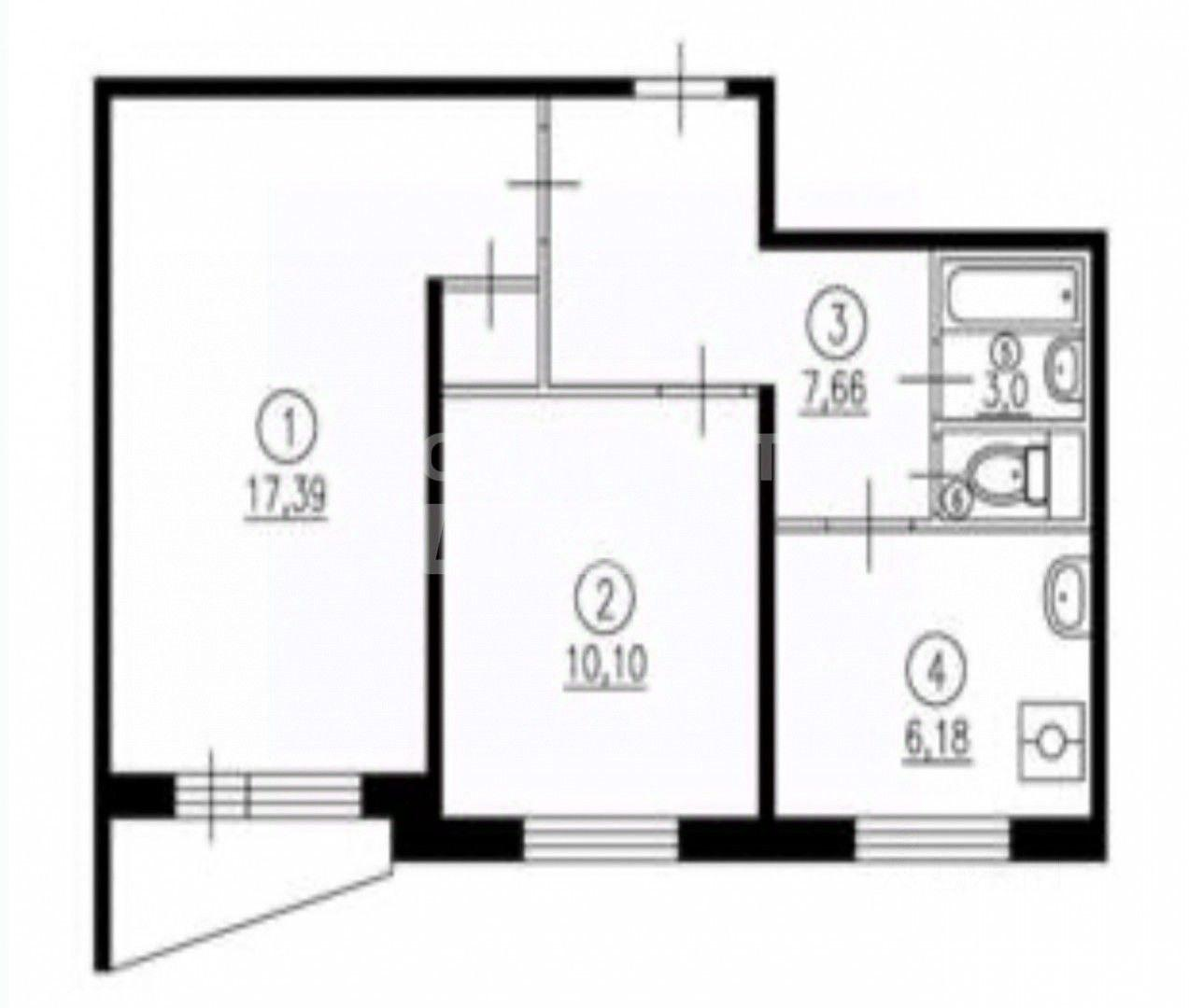 2-комнатная 44.5 м2 в ЖК undefined корпус null этаж 3