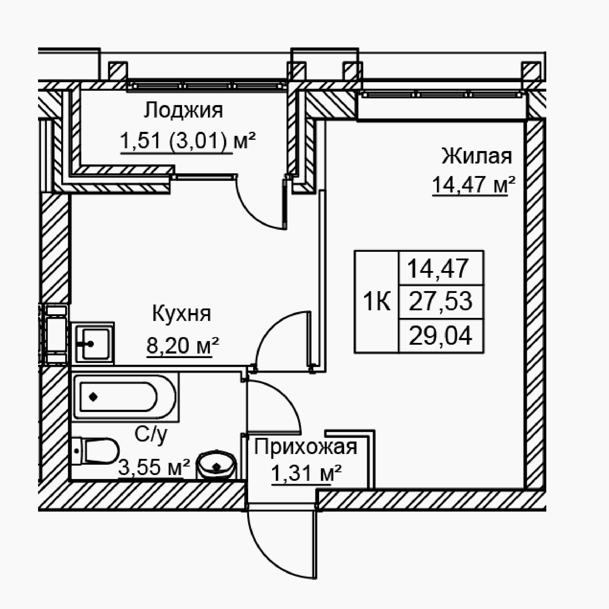 1-комнатная 29 м2 в ЖК Сталь корпус null этаж 15