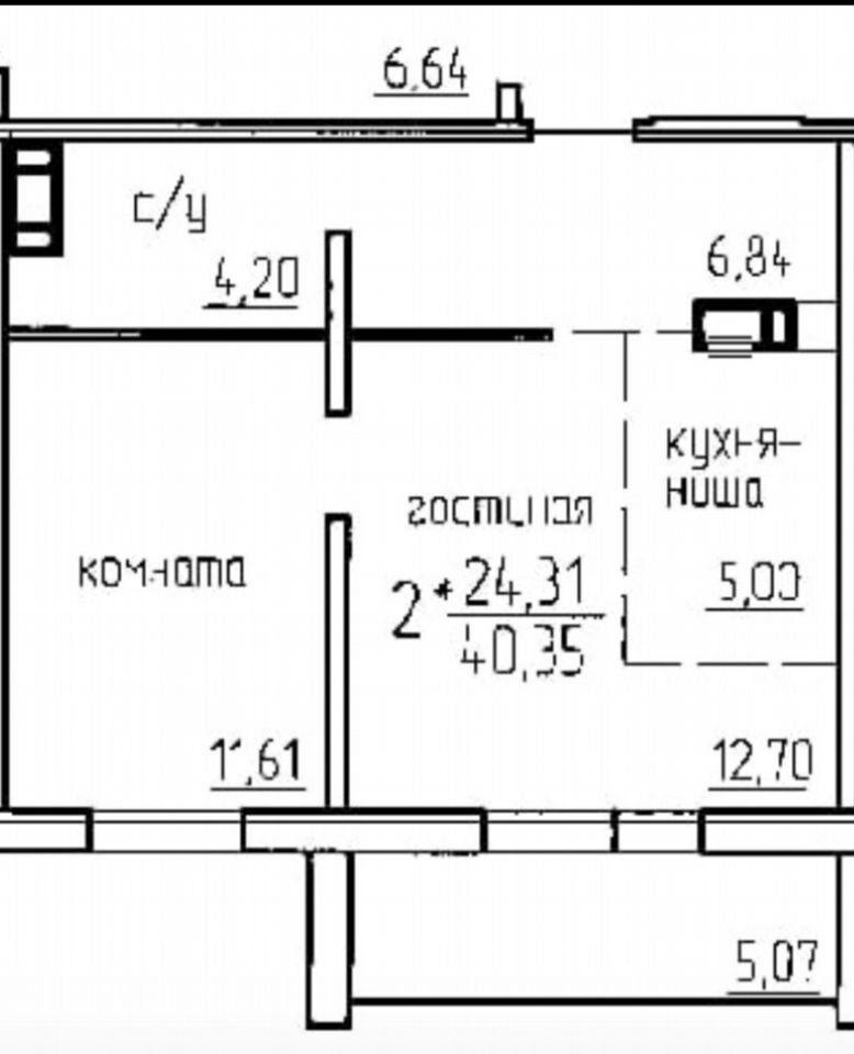 2-комнатная 40 м2 в ЖК undefined корпус null этаж 1