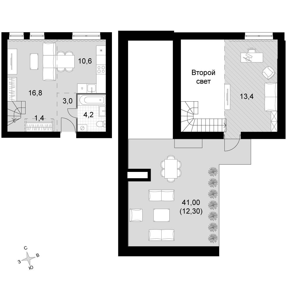 2-комнатная 61 м2 в ЖК Дубровицы Клаб корпус null этаж 4