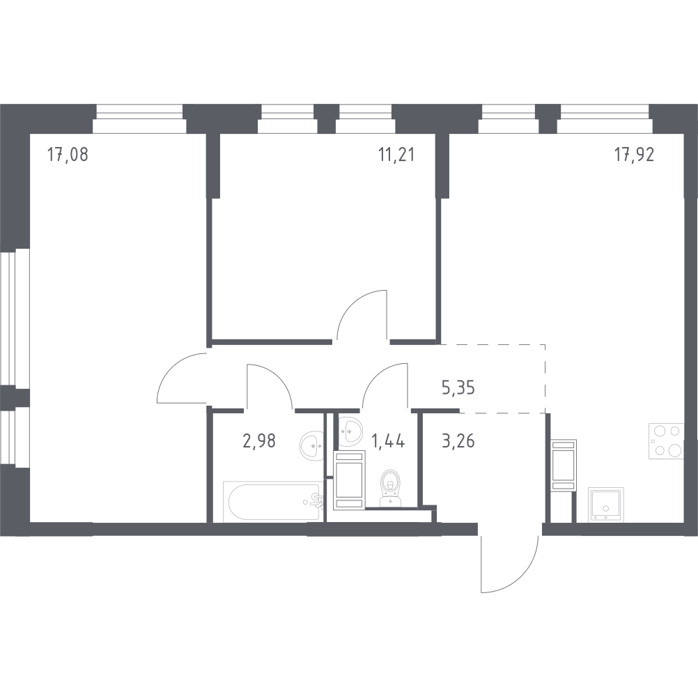 2-комнатная 59 м2 в ЖК Новое Колпино корпус null этаж 10