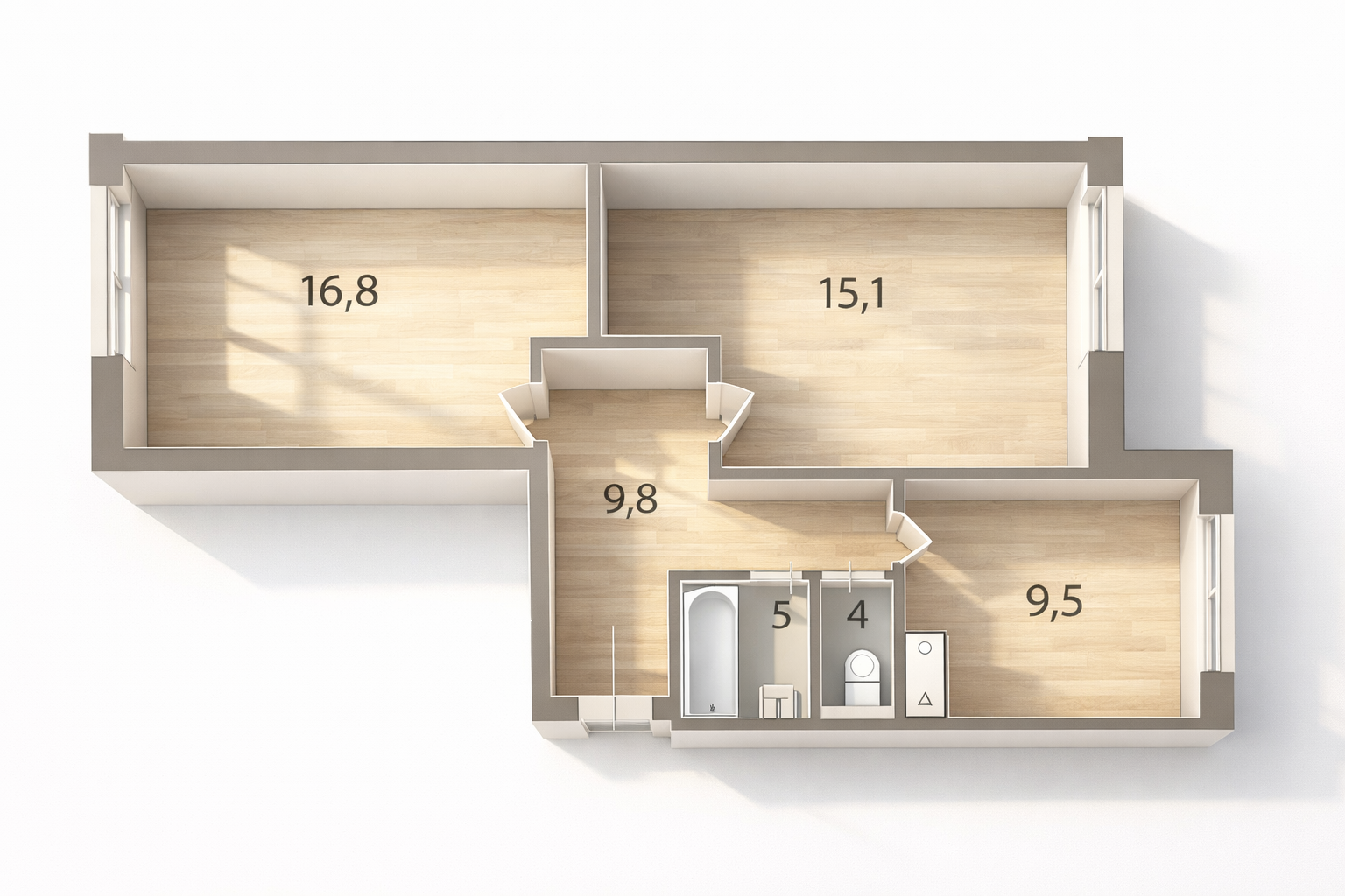 2-комнатная 55 м2 в ЖК undefined корпус null этаж 2