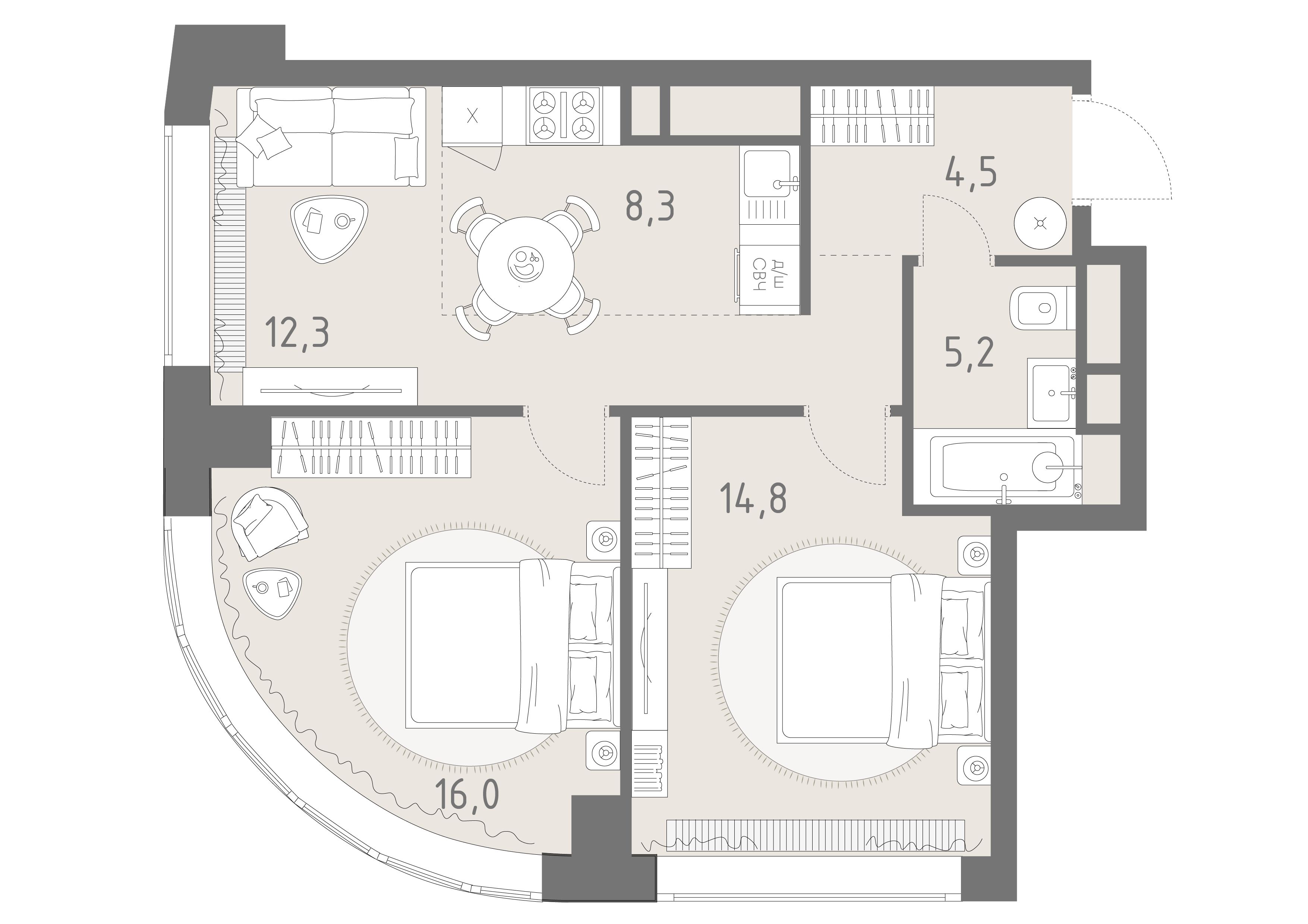 3-комнатная 61 м2 в ЖК Родина парк корпус null этаж 25