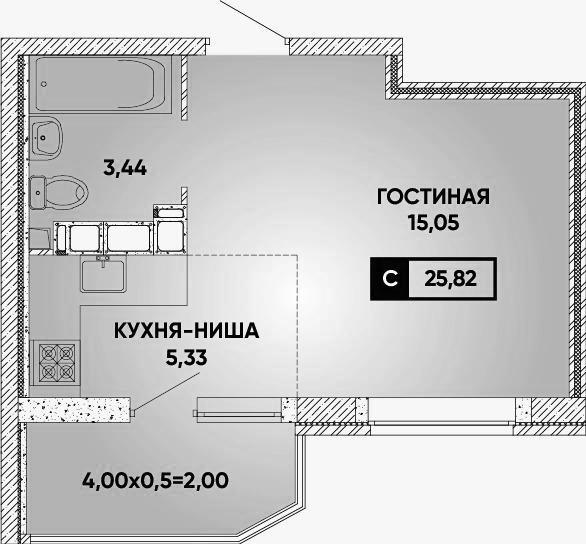 Студия 23.6 м2 в ЖК undefined корпус null этаж 16