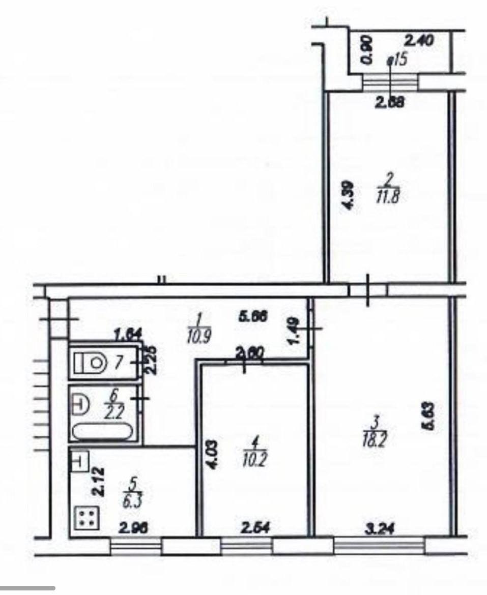 3-комнатная 60.7 м2 в ЖК undefined корпус null этаж 2