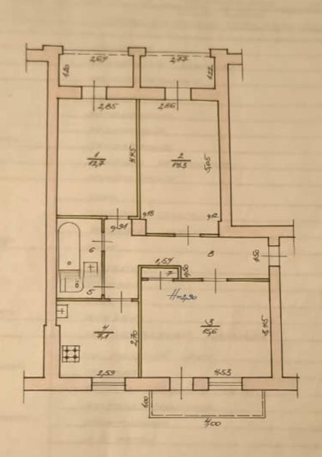 3-комнатная 63.8 м2 в ЖК undefined корпус null этаж 4