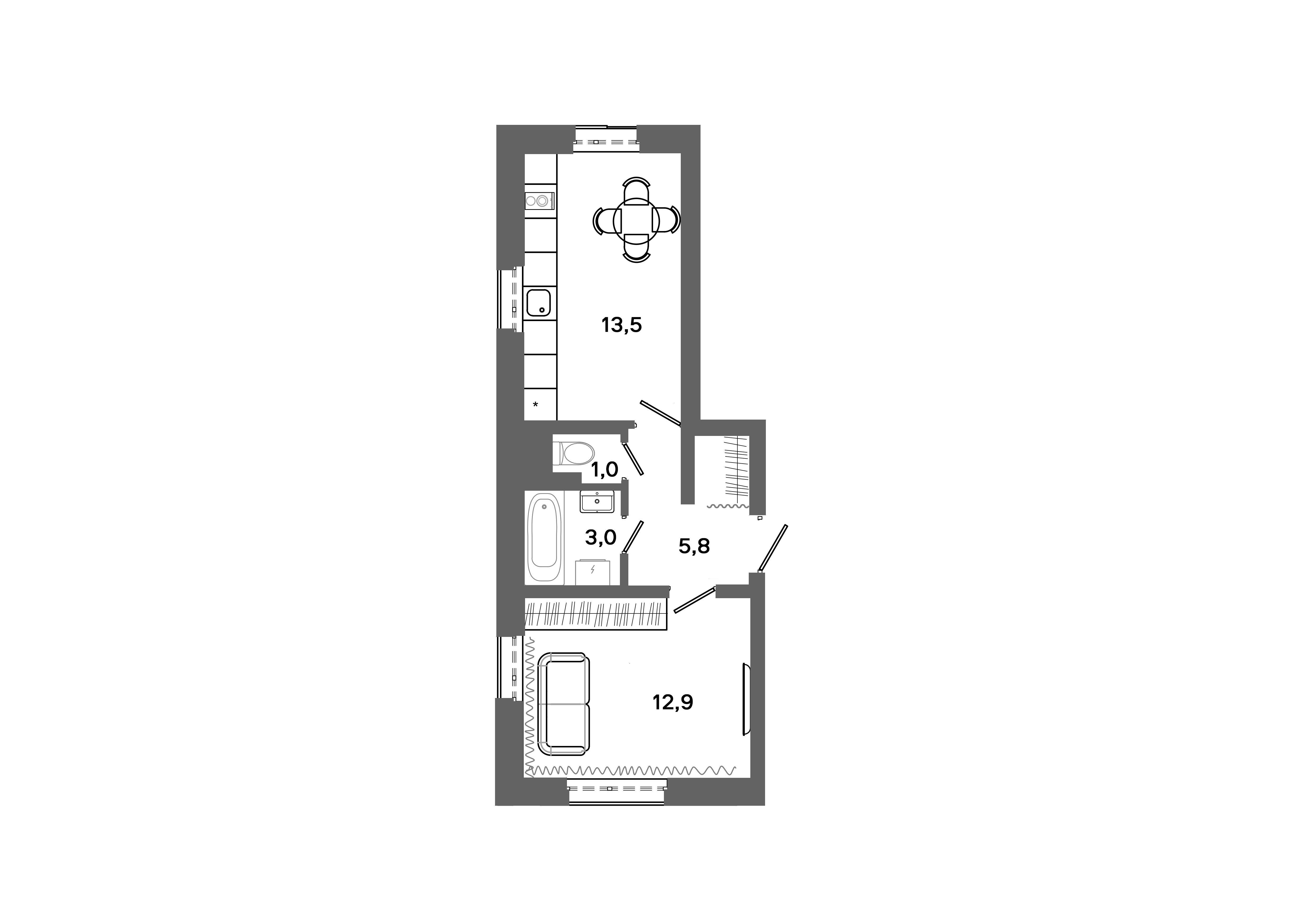1-комнатная 36 м2 в ЖК Столица корпус null этаж 1