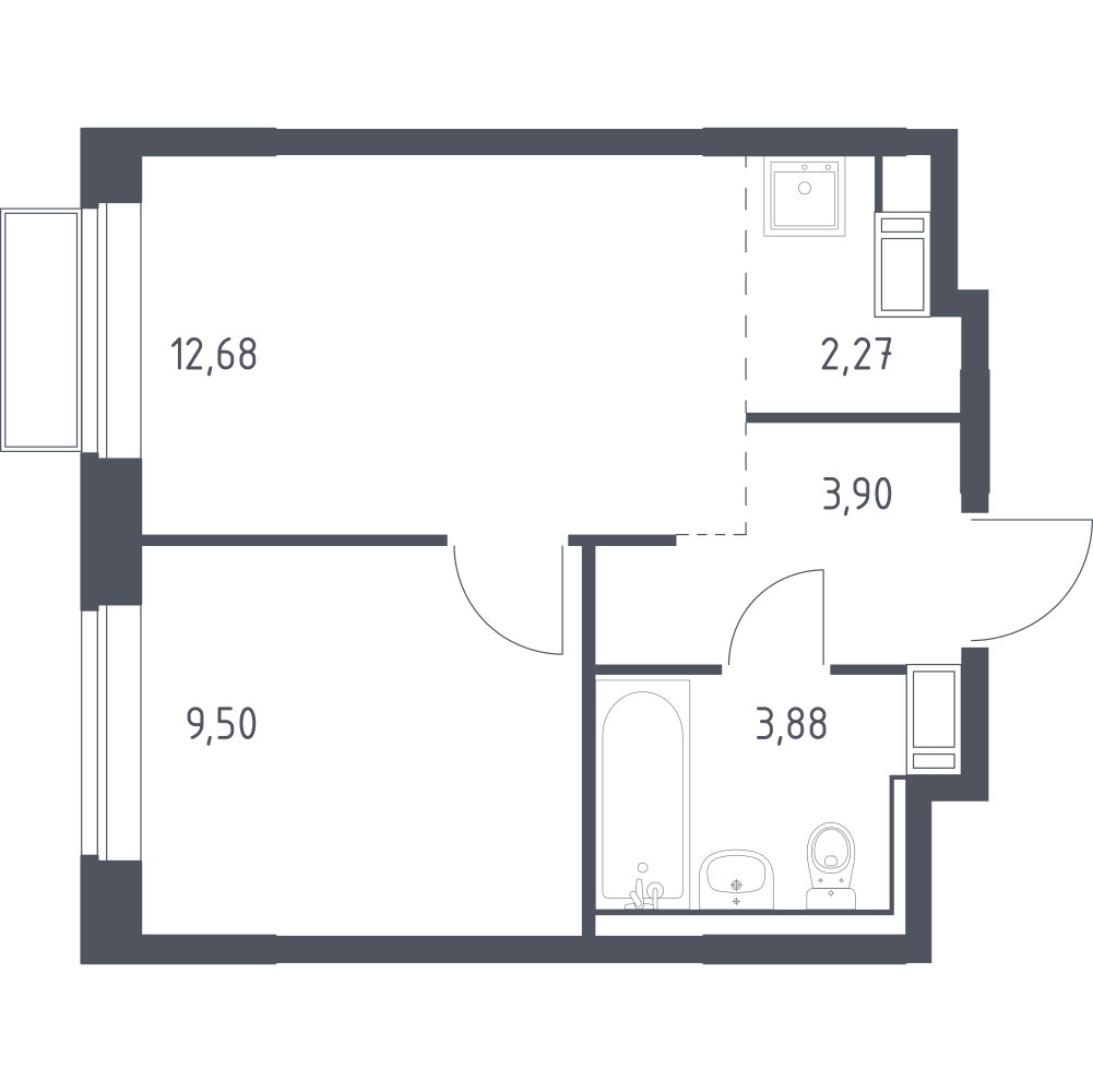 Студия 32 м2 в ЖК Томилино Парк корпус null этаж 12