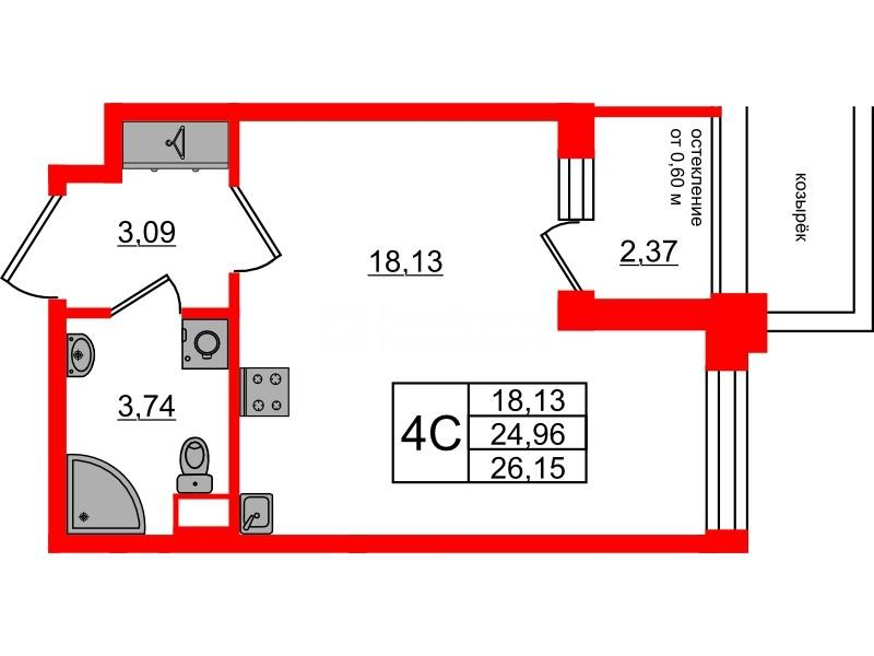 Студия 24 м2 в ЖК Univer City корпус null этаж 1